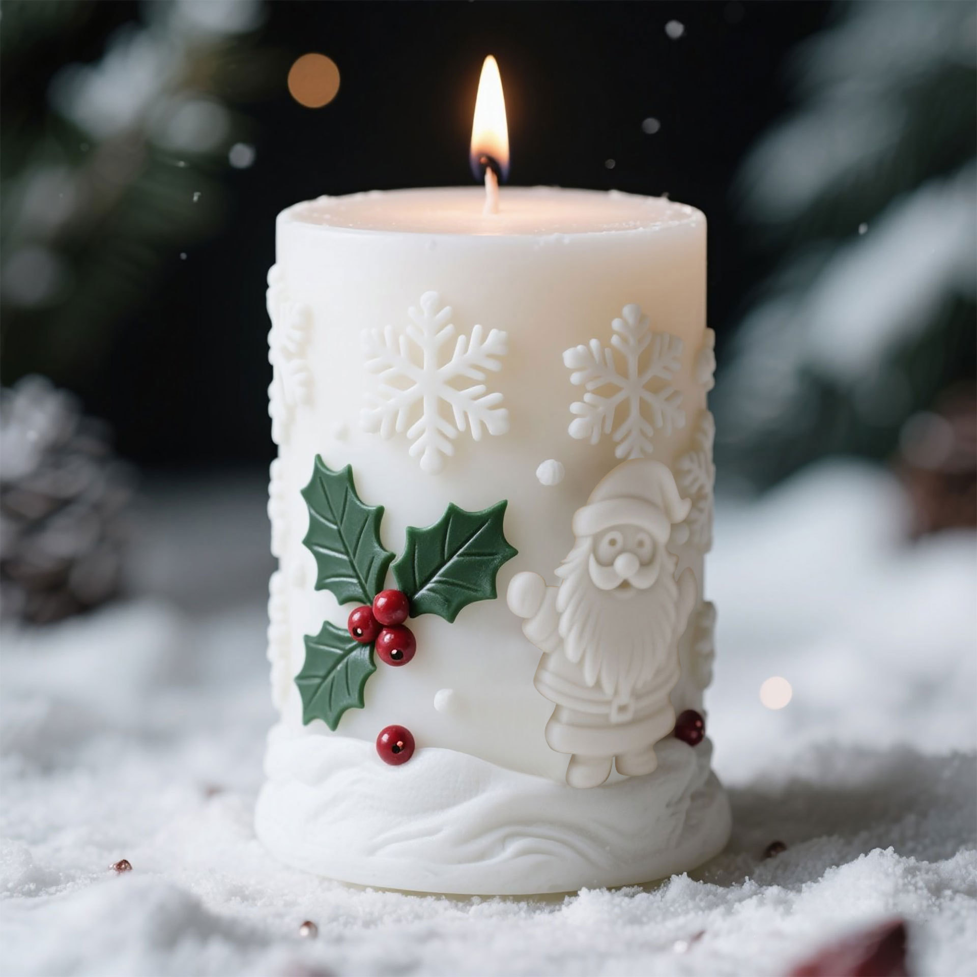Candle Making Activity - 3D Relief Cylinder Christmas Snowflake Elk