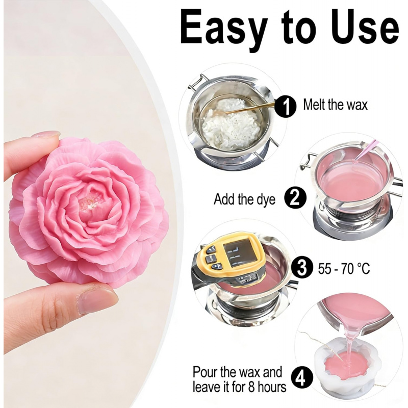 5Flower Candle Mold Set，3D Flo - Candle Making Jelly review and price